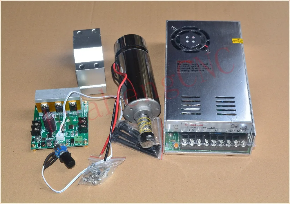 high speed spindle ER11 48V 400W brush air cooled PCB spindle motor power supply mach3 controller