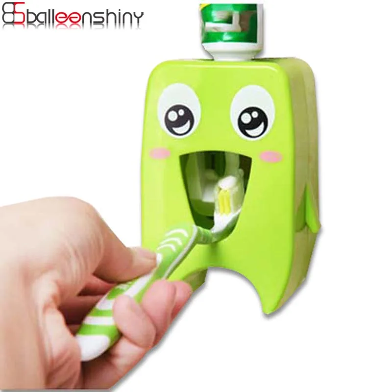 

BalleenShiny Toothpaste Dispenser Squeezer For Children Cute Cartoon Wall Mount Toothpaste Storage Rack Organizer Bathroom Tools