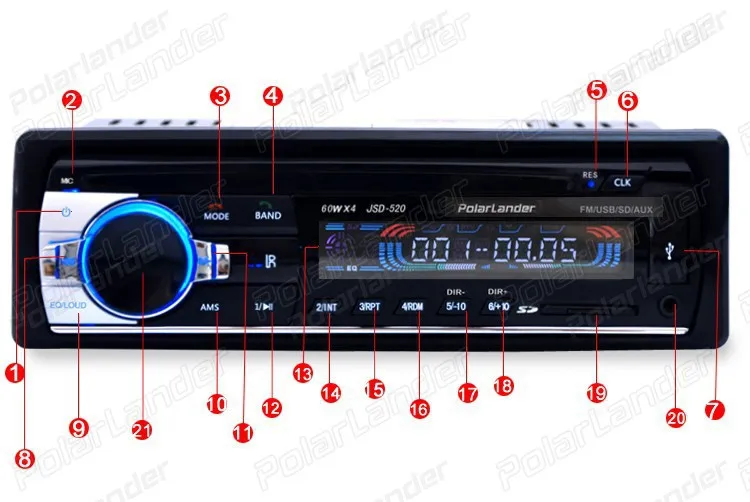 Аудио 12 В Автомобильный bluetooth радио MP3 автомобильный аудио плеер freehand телефон с USB/SD MMC портом Автомобильная электроника In-Dash 1 DIN aux in