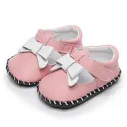 2019 обувь для маленьких девочек из натуральной кожи новорожденных бантом для детей, на мягкой подошве малыша Мэри Джейн обувь мокасины для