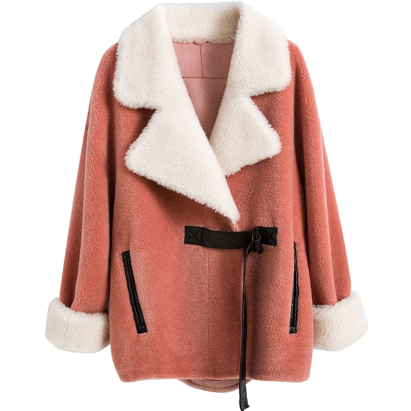 2018 Doublure Court Veste Fourrure Femmes Laine Daim pink Coréen De blue En Kafeizong Automne Hiver Vêtements Zt1649 Manteau Manteaux Vintage Femelle 3uTKclJ1F