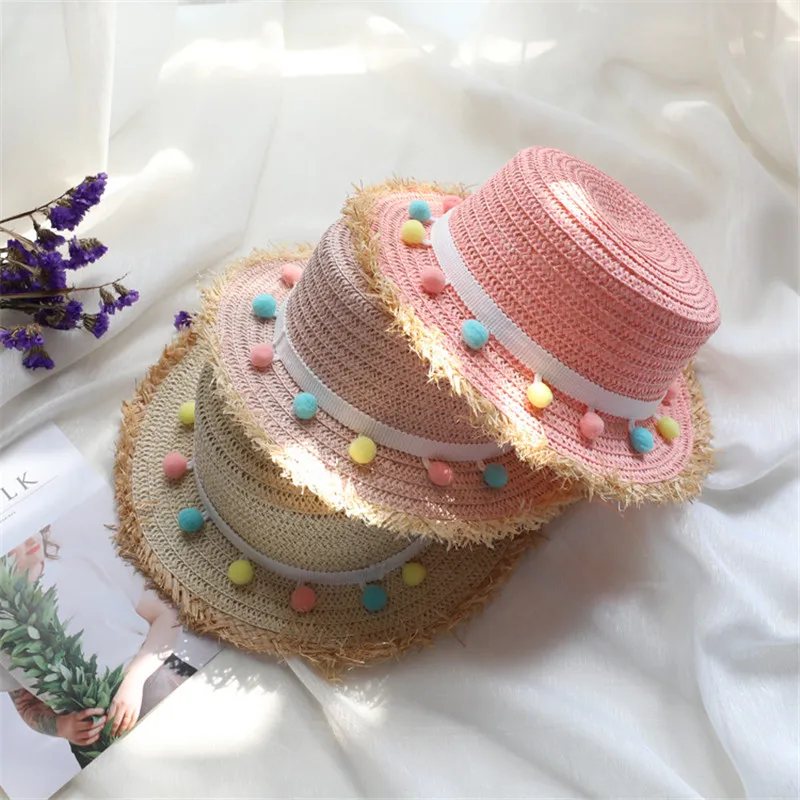 

Baby Hat For Girls Hair Ball Decoration Sun Hat Newborn Photography Accessories Baby Photography Props Children's Hat Outerwear