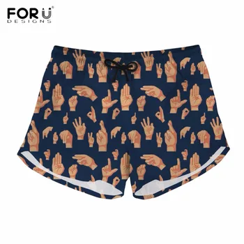 

FORUDESIGNS Fashion ASL Hand Sign Pattern Shorts for Teenager Girls Summer Short Pants Woman Casual Bodybuilding Shorts Womens