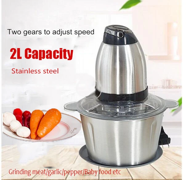 

2L Electric Stainless Steel Meat Grinder Sausage Maker 220V Multifunctional Mincer Slicer for Meat Nut Vegetable Chicken Spice
