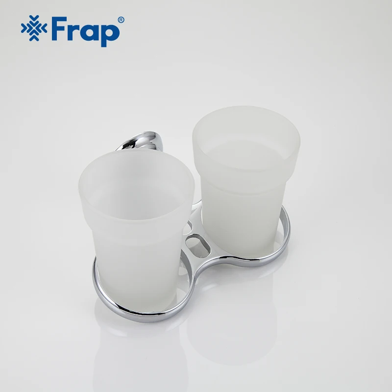 Billige FRAP Raum Aluminium Zahnbürste Tasse Halter Zink legierung Basis Doppel Tasse Halter Bad Hardware Rost Doppel Glas Tassen Halten