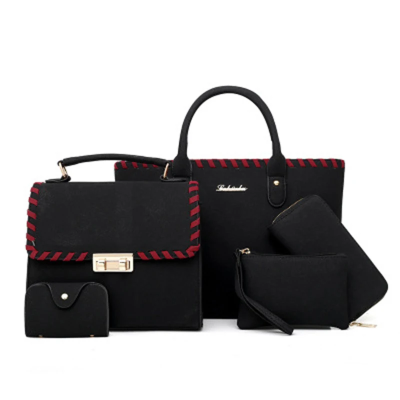 

RURU monkey 5Pcs Women Combination Bag Women Large Capacity Outdoors Casual Handbag Female Color Collision Combination Bag