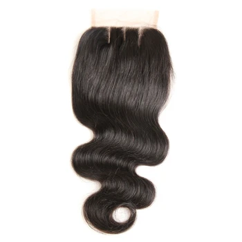 

Lace Closure Wave Brazilian Virgin Human Body Hair Extensions Free Three Part