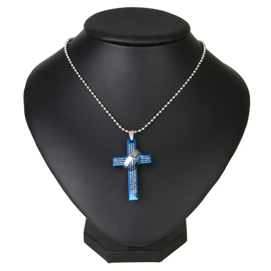 Vintage Prayer Loop Cross Pendant Necklace Shellhard Punk Stainless Steel Men Chain Necklace Femme Bijoux For Women Jewelry