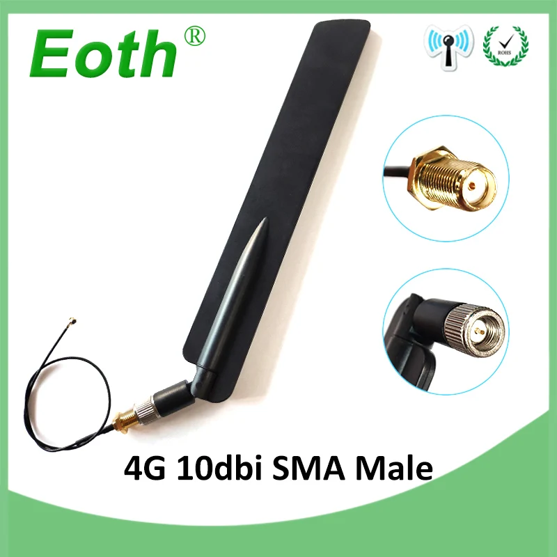 4G LTE Антенна 10dbi SMA Male Aerial 698-960/1700-2700Mhz antenne antena+ 20cm RP-SMA U. FL IPX Pigtail удлинитель