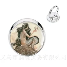 Mermaid รูปแบบแหวนใหม่คลาสสิกรอบแก้วเมอร์เมด Murano แก้วโดมเงิน/Golder 2 สีปรับแหวนสำหรับหญิง(China)