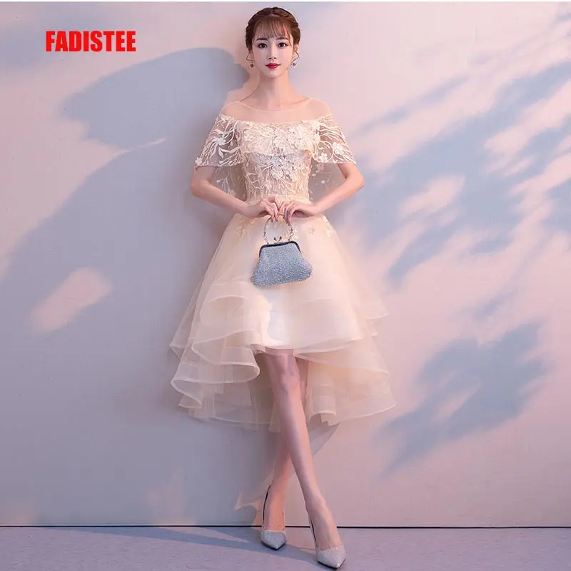 

FADISTEE New arrival party dresses evening dress Vestido de Festa A-line high-low dress 3D floral lace prom lace shawl style