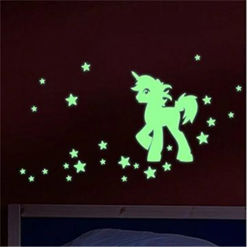 

Glow In The Dark Stars Unicorn Wall Sticker Decor Luminous Unicorn Stars Wall Sticker For Kids Room Baby Bedroom Ceiling Decor