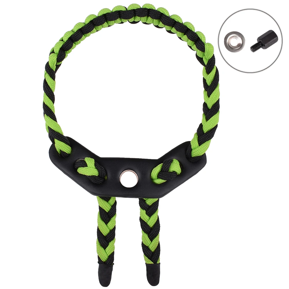 

1Pc Archery Compound Bow Wrist Sling Adjustable Weave Braided Cord Rope Shooting Black Green