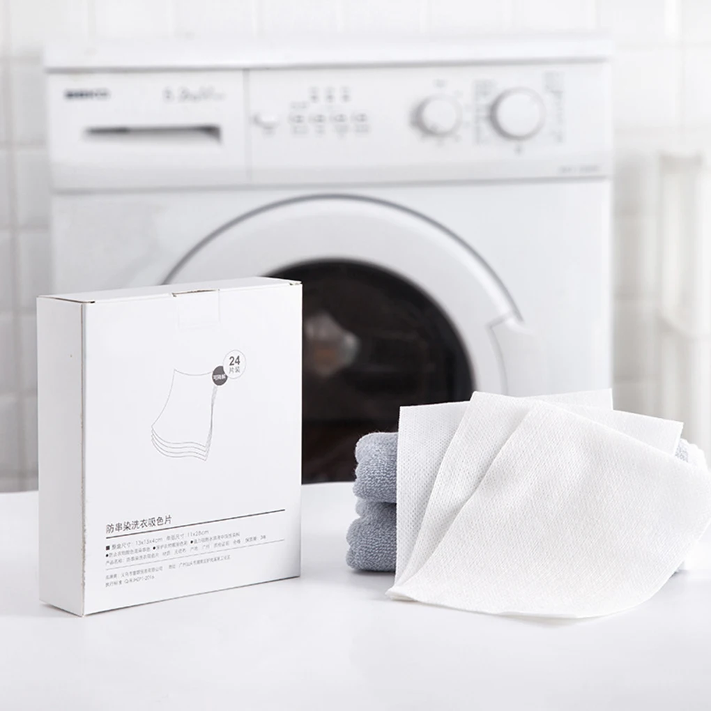 

24 Sheets/box Home Laundry Anti-dyeing Absorbent Paper Washing Machine Laundry Absorbent Cloth Fabric Color Grabber Cloth