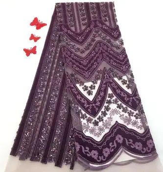 

Embroidered Net Fabric with beads With super Quality yaking-10. 2201 African Tulle Lace Fabric For party Dress