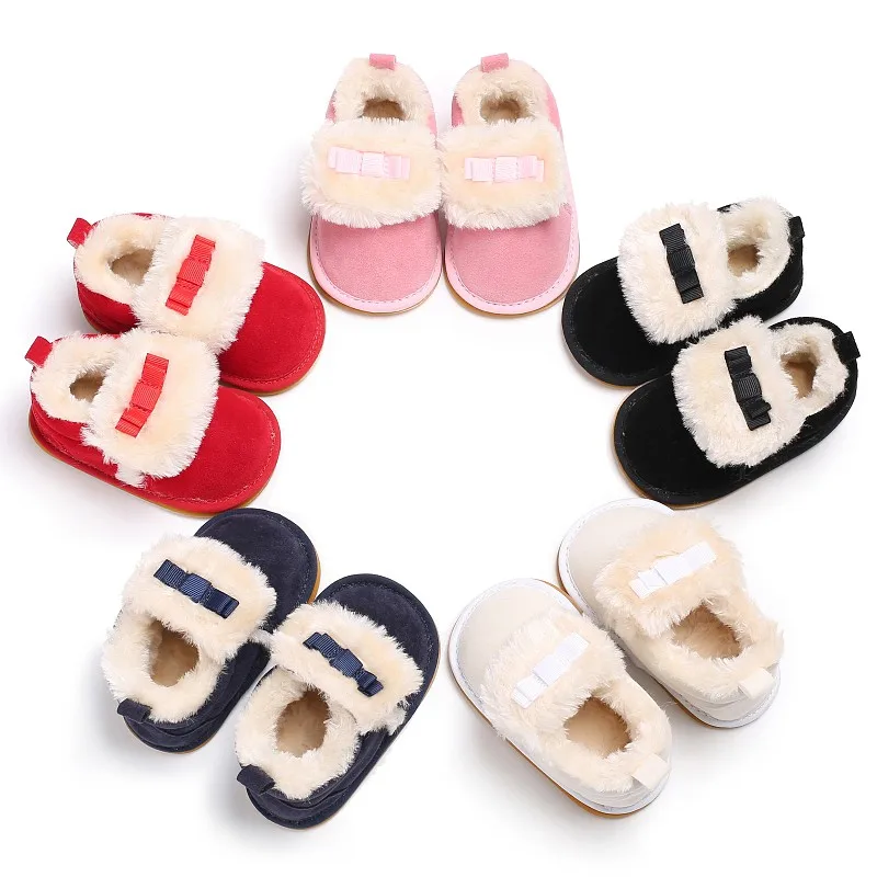 

Multi-Colors Autumn Winter Warm Born Baby Boys Girl Lovely First Walker Cute Bowknot Cashmere Baby Shoes New