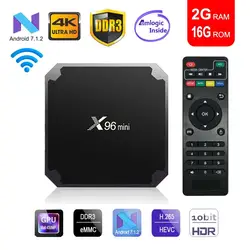 X96mini ТВ коробка android 7,1 smart tv WiFi 4 к 2 Гб 16 Гб Amlogic 1 ГБ 8 ГБ S905W ТВ коробка Четырехъядерный WiFi медиаплеер X96 мини Комплект Топ