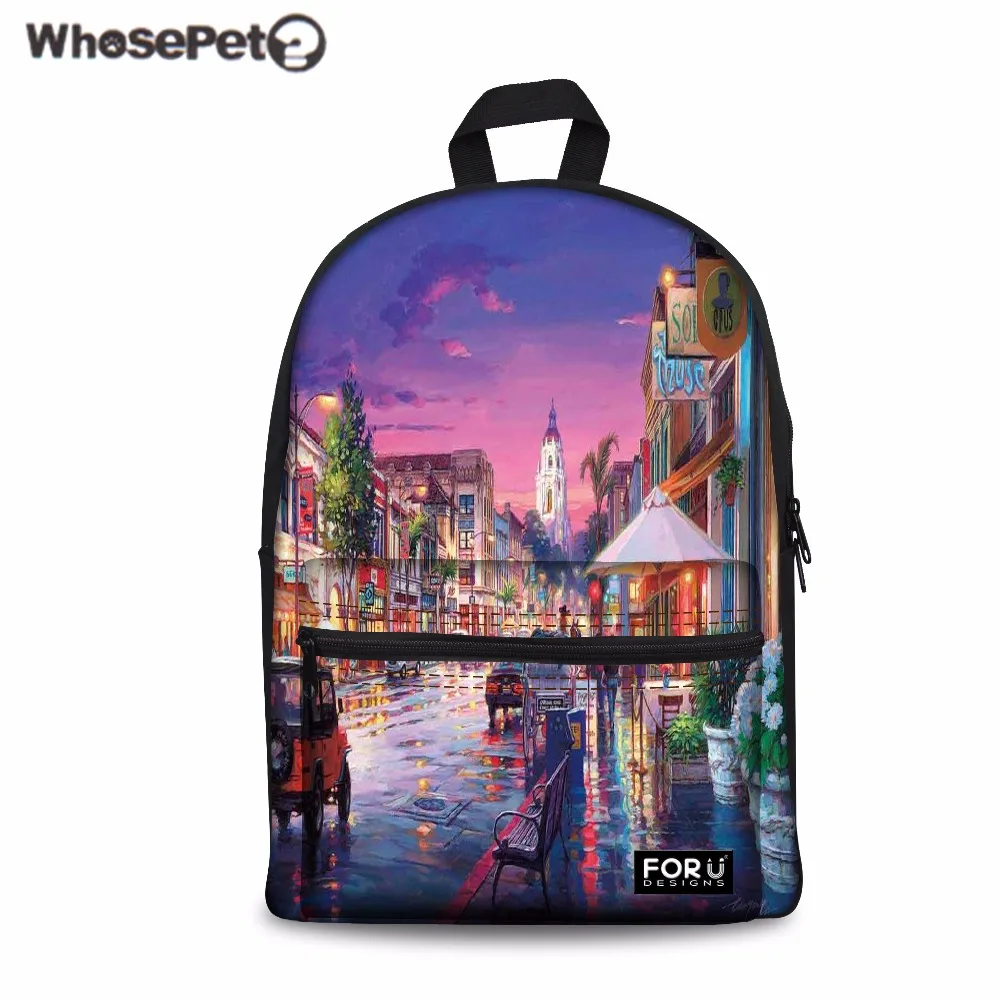 

WHOSEPET Women Backpack Landscape Venice Cafe Bar Rucksack for Teenager Girls Student Collage Bagpack Fashion Travel Daypack New