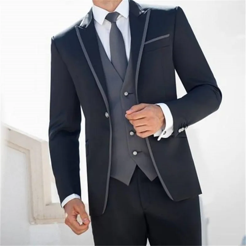 Мужские костюмы на заказ, костюм homme mariage, черный смокинг для жениха, смокинг для жениха, для свадьбы, выпускного, жениха(пиджак+ брюки+ жилет