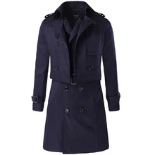 Новая распродажа осенний мужской Тренч с длинными рукавами двубортное пальто комплект из двух предметов модное пальто мужские топы одежда Masculino