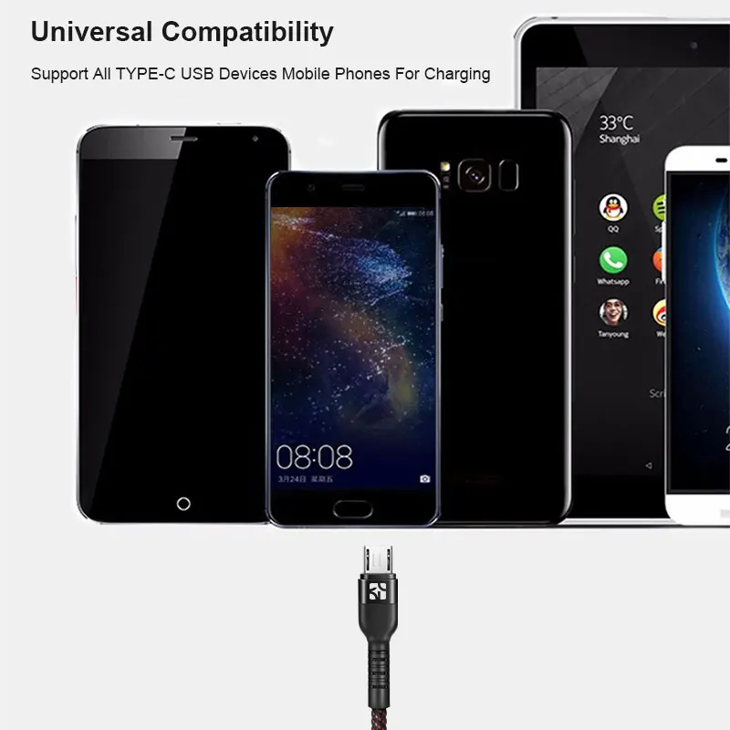 Coolreall Реверсивный USB микро кабель 2.4A телефон Быстрая зарядка микро USB зарядный кабель для samsung Xiaomi huawei планшет Android