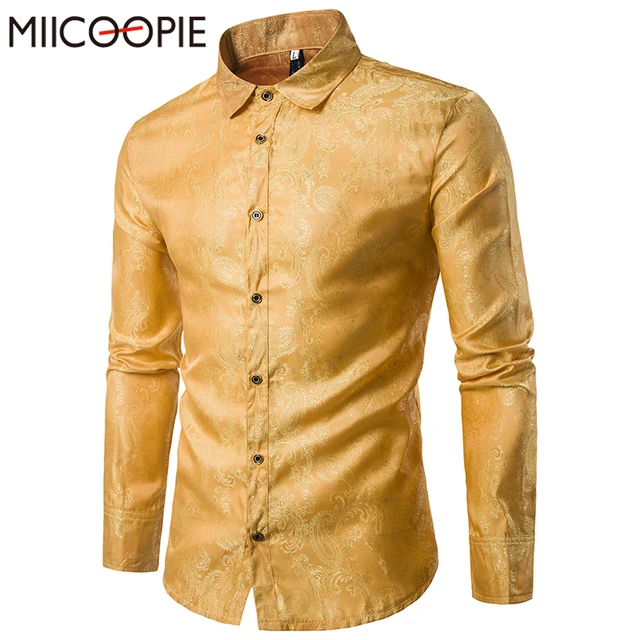 Brand Men's Men's Embroidered Shirt Bright Pattern Long Sleeve Cotton