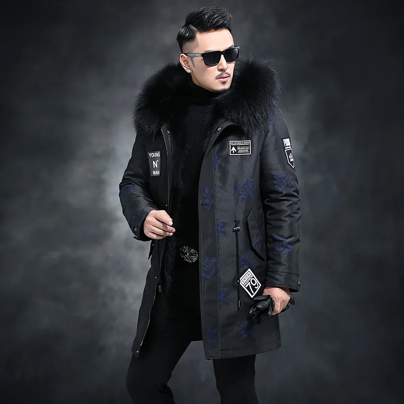 Мужская зимняя парка с воротником из меха енота подкладка верхняя одежда|jacket