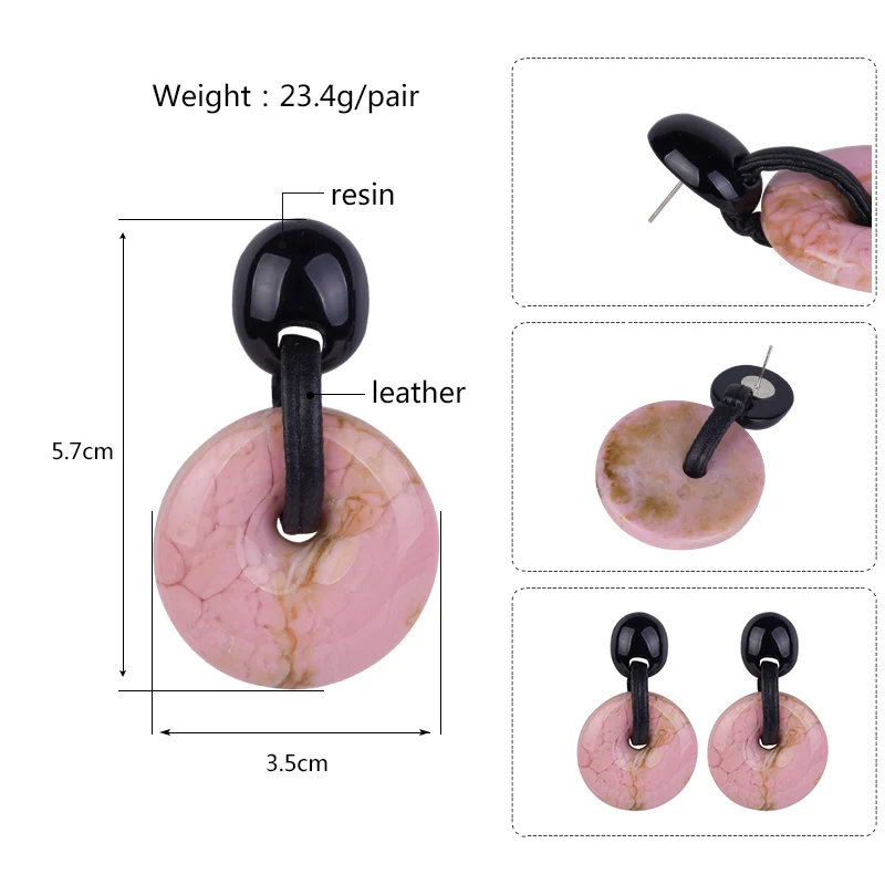GuanLong Vintage Dangle Acrylic Fashion Earrings for Women 2018 Circle Geometric Resin Dangling Earring Leather Jewelry Brincos (6)