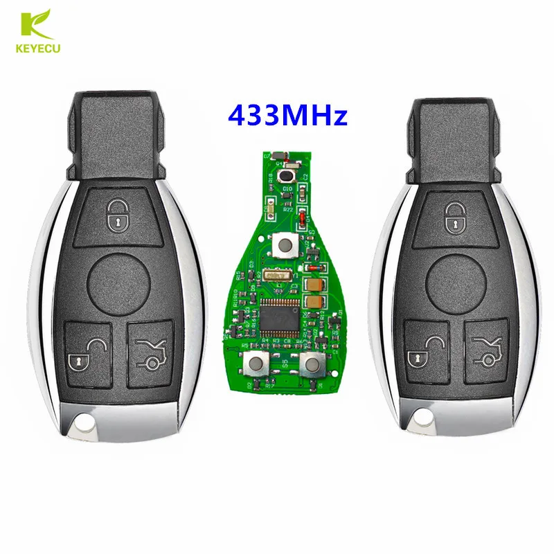 

KEYECU 2PCS New Replacement Remote key Fob 3 Button 433MHz for Mercedes Benz NEC, BGA, BE W202 W203 W204 W210 W220