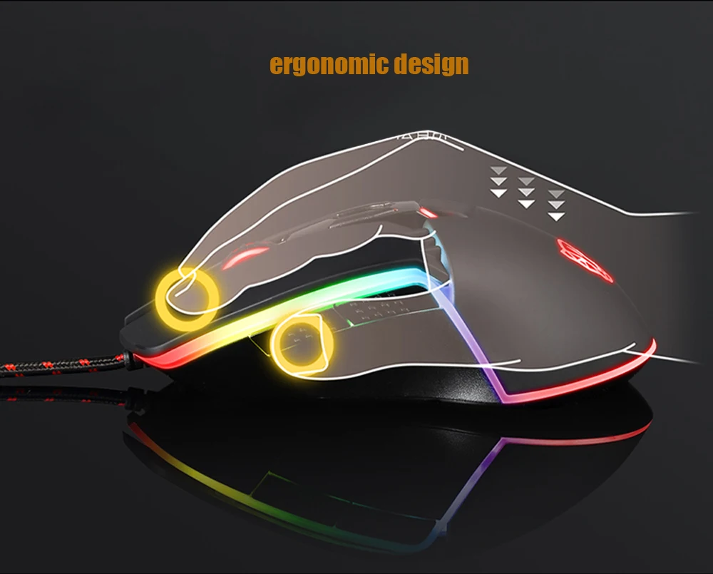 Новый motospeed V20 игровой Мышь 5000 Точек на дюйм 7 Пуговицы красочные Дыхание LED Проводная оптическая компьютерной игры Мышь для PC Gamer черный