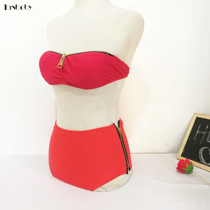 Tanboby Women's Bathing Suits Small Cup+High Waisted Bikinis Two Pieces