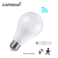 Радиолокационная лампа с PIR датчиком движения E27 автоматический умный инфракрасный Ночной светильник 10 Вт 15 Вт 20 Вт AC 85-265 в энергосберегающий сад Туалет коридор