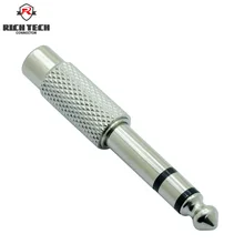 2 шт. стерео 3 полюса jack 6,35 мм 1/" к RCA гнездо провода разъем серебро 6,5 мм штекер к RCA Женский Джек аудио конвертер