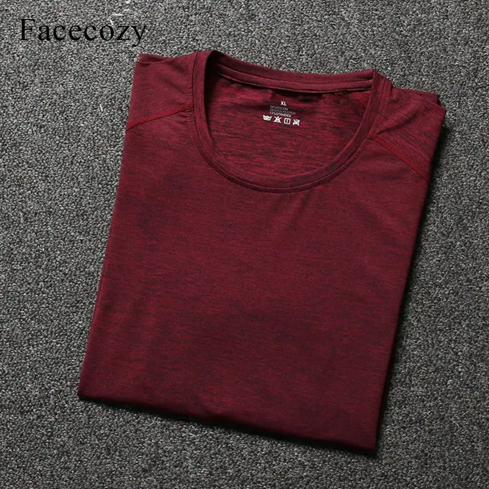 Facecozy мужские летние эластичные спортивные футболки для тренировок однотонные