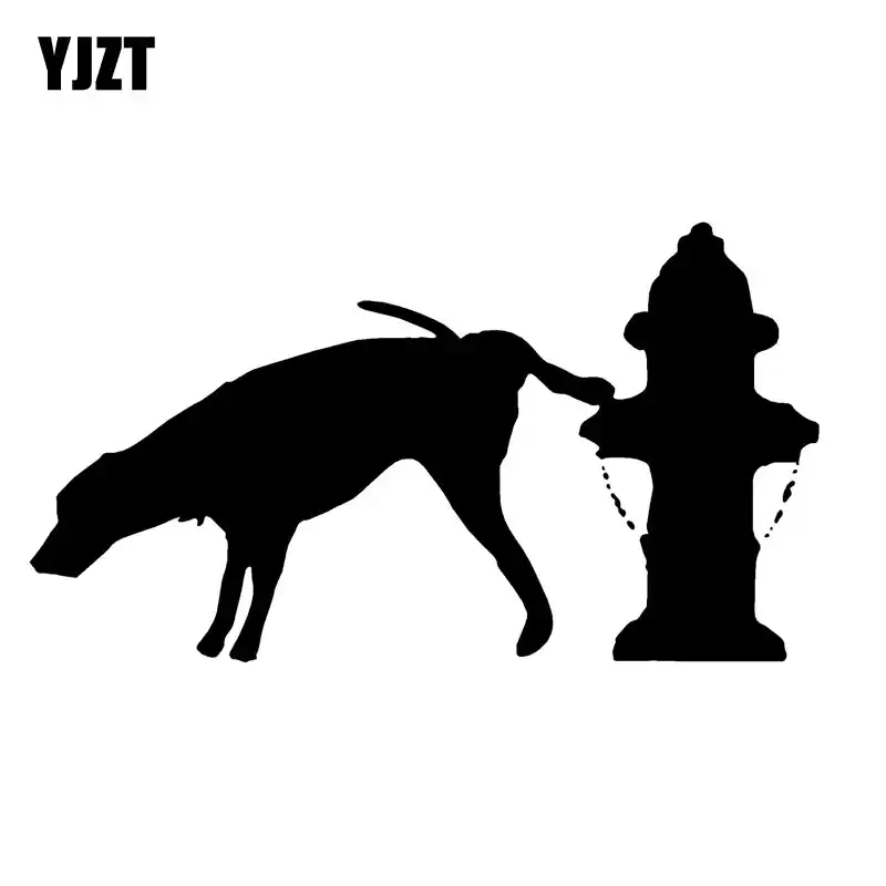 Yjzt 13cm 7 2cm Dog Peeing On Fire Hydrant Vinyl Art Sticker Car
