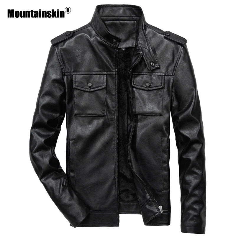 Mountainskin/Новинка мужские Куртки из искусственной кожи мотоциклетные пальто