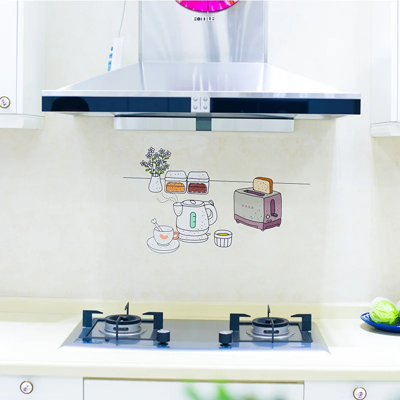 Cute Cartoon DIY Wall Art Decal Kitchen Stickers Waterproof And Proof Oil Sticker Decoration Oven Dining Wallpapers Home Decor
