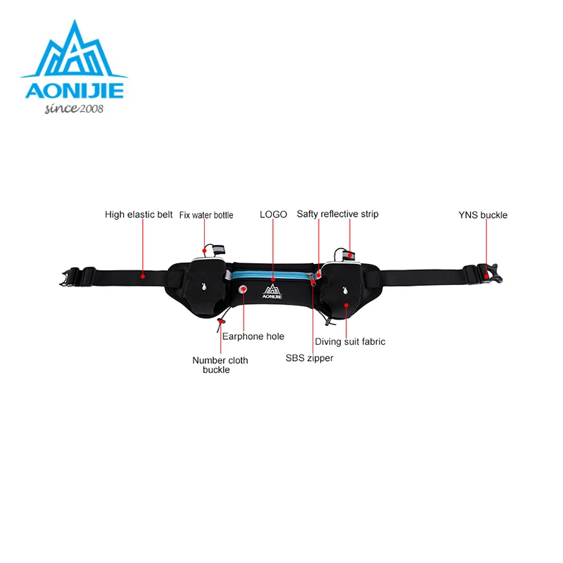 AONIJIE Спорт Гидратации ремень держатель бутылки поясная сумка марафона Светоотражающие регулируемый поясной ремень сумки