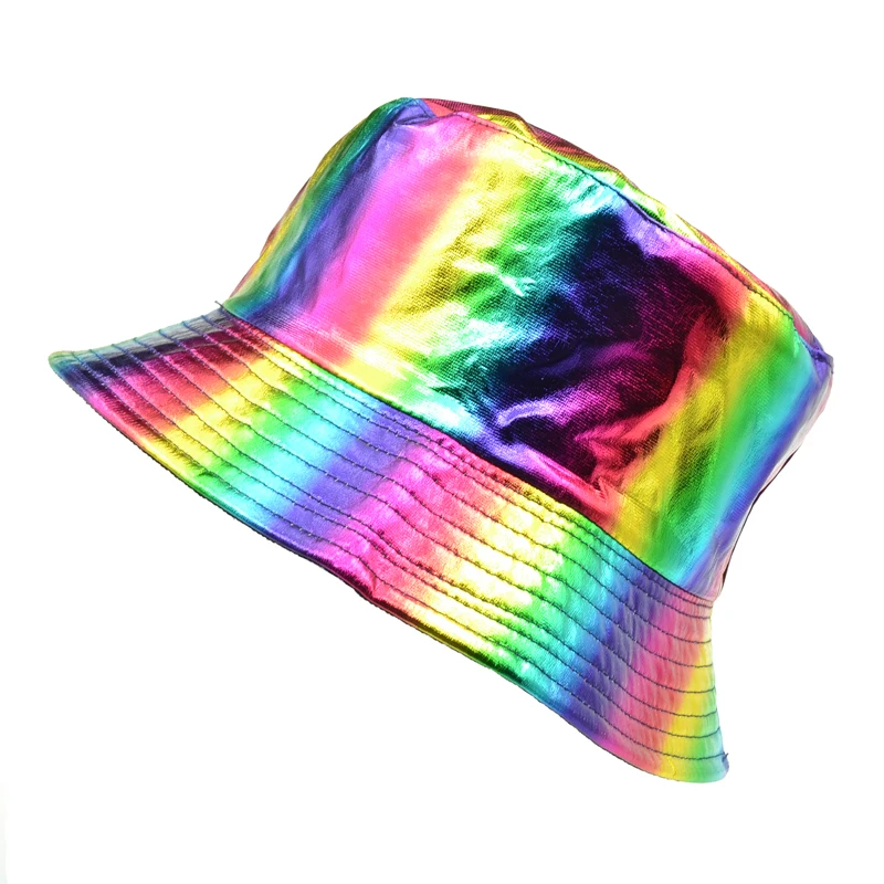 

new Solid Rainbow Hat Bright Colors Bucket Hats Double-sided Wearable Basin Cap For Men Women's Hats Visor Fishermans Hat