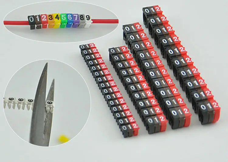 100 шт. Кабель маркер для 6 квадратных мм цветной номер от 0 до 9 каждый 10 шт. различать провода