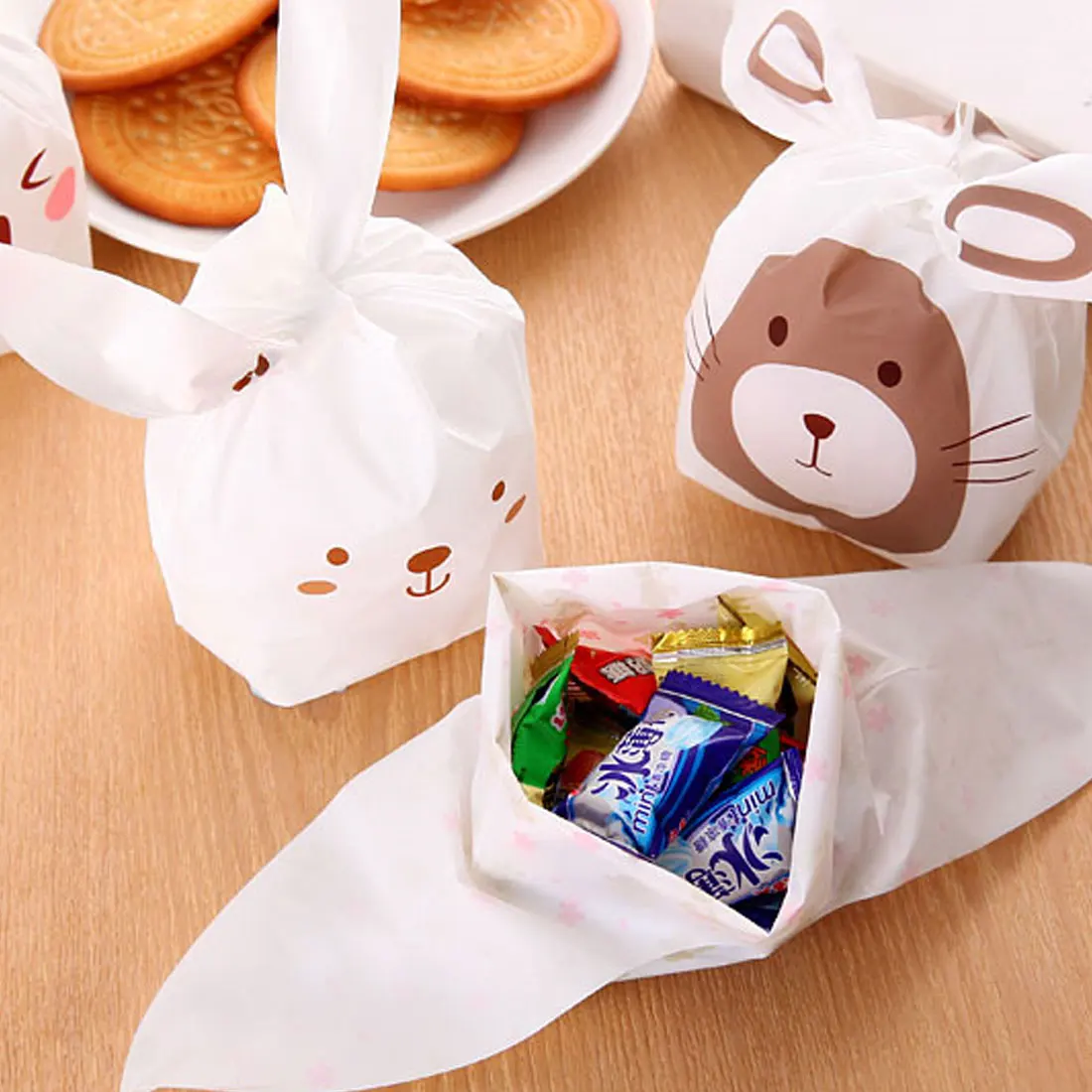 20pcs/lot Cute Rabbit Ear Cookie Bags Gift Bags For Candy Biscuits