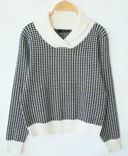 women’s new high quality autumn winter fashion Celebrity brand wool plaid v-neck sweater pullover jumper
