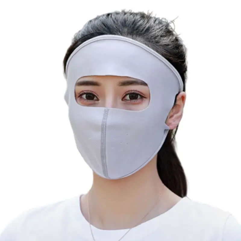 Унисекс летняя ледяная шелковая тонкая Солнцезащитная маска для лица с защитой от ультрафиолета дышащая одноцветная моющаяся респиратор - Цвет: Серый