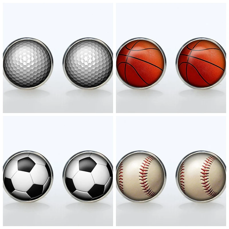 

Trendy Sport Fans Round Cufflinks Silver Plated Retro Dome French Cuff Mens Wedding Event Accessories Shift Gift Golf Ball