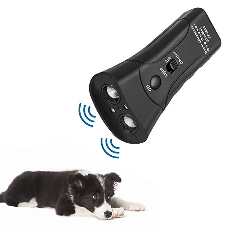 

Handheld Ultrasonic Dog Repellent Ultrasonic Infrared Dog Deterrent Chaser Stop Aggressive Animal Attacks Repeller Flashlight