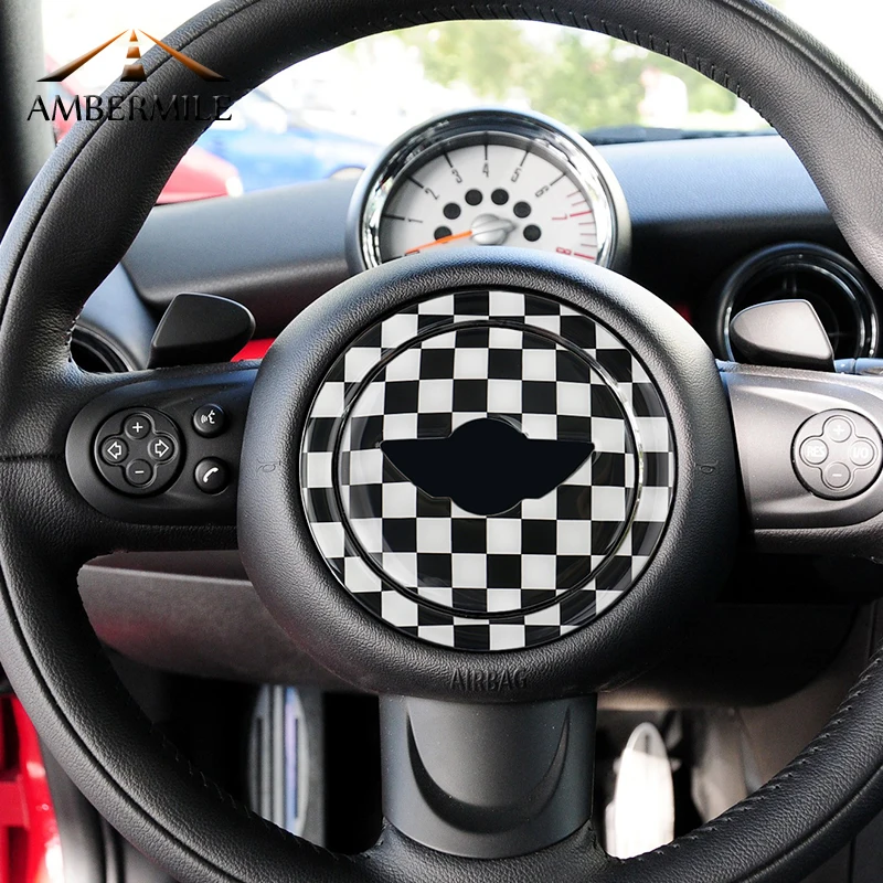 Cena AMBERMILE 3D samochodu KIEROWNICA centrum naklejki dekoracje naklejka dla Mini Cooper Countryman R55 R56 R57 R58 R60 R61 akcesoria