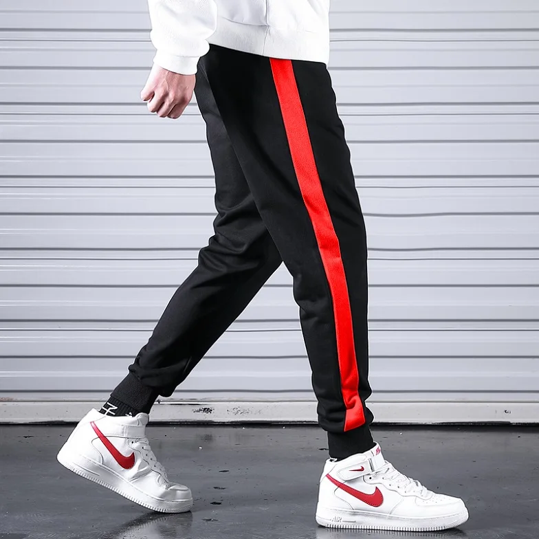 Men Casual Sweatpants Fitness Side Stripe Men's Sportswear Joggers Pants Cotton New Male Gyms Trousers Pantalones Hombre - Цвет: A121 Red