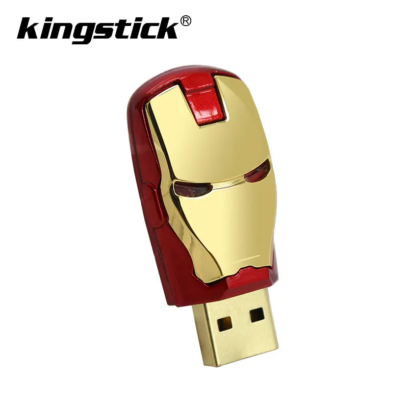 Металлический Usb флеш-накопитель «Железный человек», флеш-накопитель «супергерой», 32 ГБ, 64 ГБ, 16 ГБ, 8 ГБ, 128 ГБ, флеш-накопитель, u-диск, память, usb-накопитель - Цвет: Gold