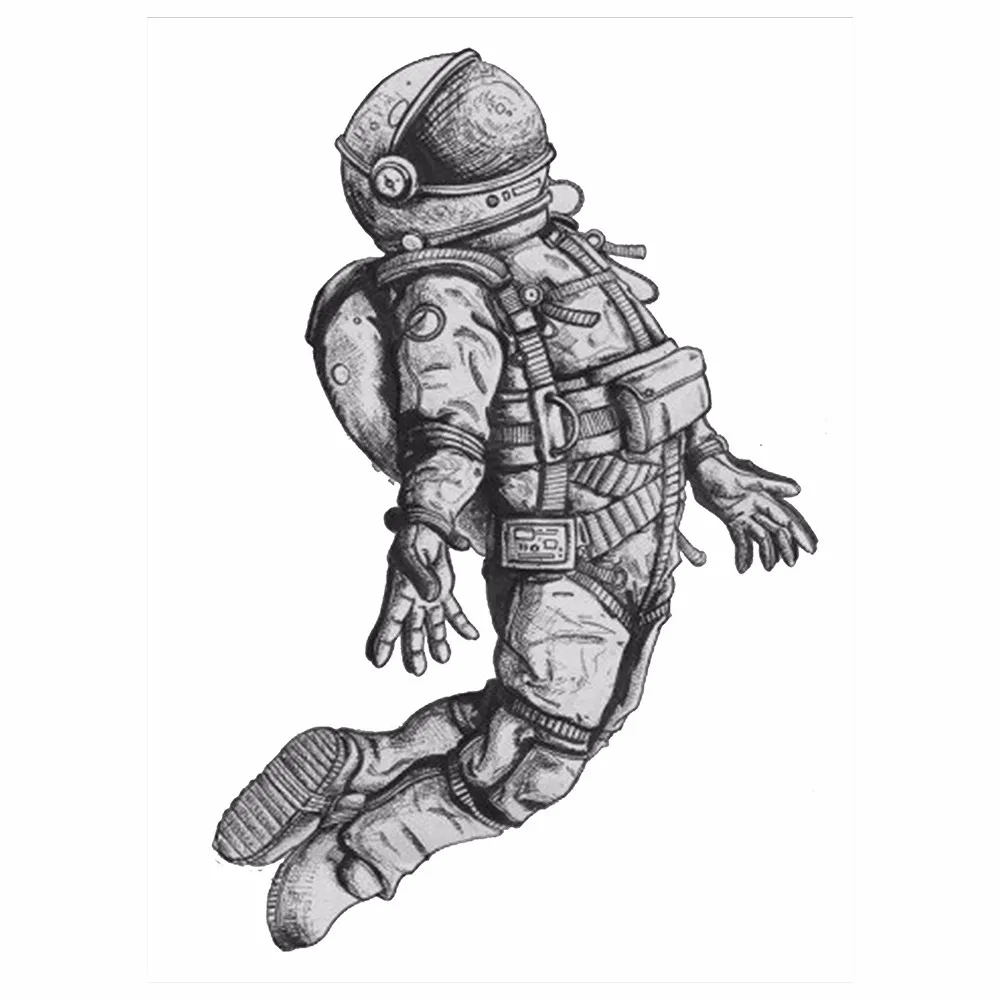 1 Sheet Creative Waterproof Tattoo Paste Paper KM-029 Spaceman Astronaut Pattern Women Men Body Arm Art Temporary Tattoo Sticker (2)