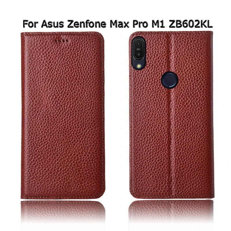 Чехол из натуральной кожи с откидной подставкой личи для Asus Zenfone Max Pro M1 M2 ZB602KL ZB631KL ZB633KL, чехол для мобильного телефона